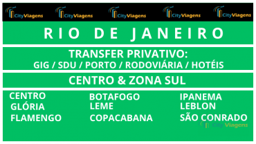  Transfer Privativo Chegada ou Saída Centro ou Zona Sul do Rio de Janeiro